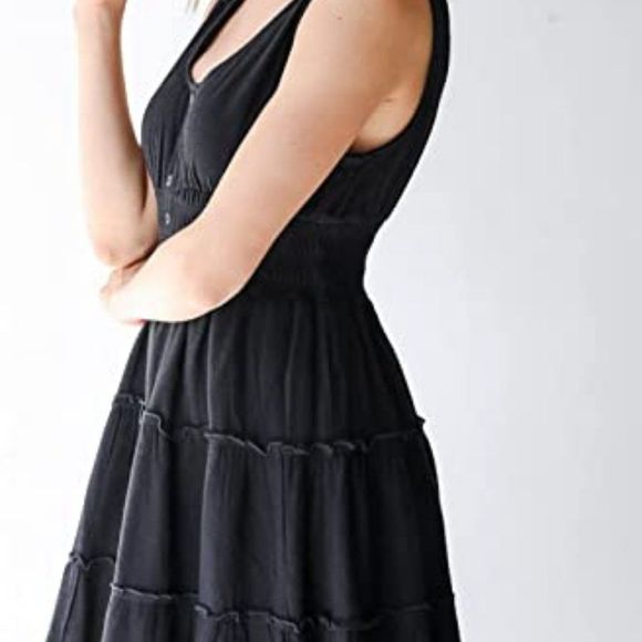 FARYSAYS Summer Dresses for Women Sleeveless Button Down Smocked Elastic Dress - Picture 5 of 7